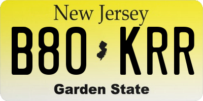 NJ license plate B80KRR