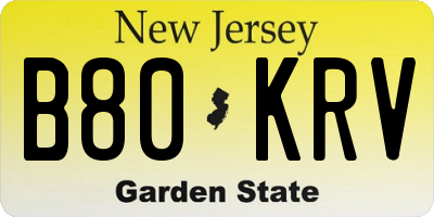 NJ license plate B80KRV