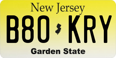 NJ license plate B80KRY