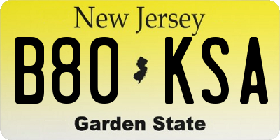 NJ license plate B80KSA