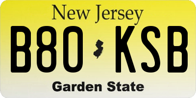 NJ license plate B80KSB