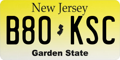 NJ license plate B80KSC