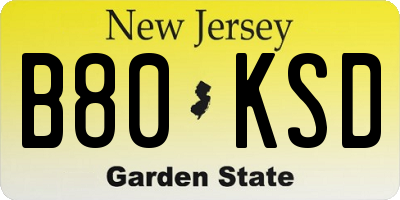 NJ license plate B80KSD