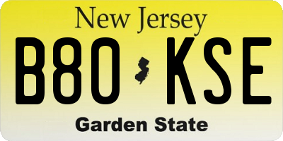 NJ license plate B80KSE