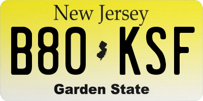 NJ license plate B80KSF