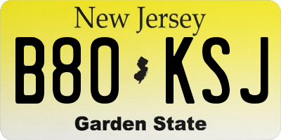 NJ license plate B80KSJ