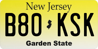 NJ license plate B80KSK