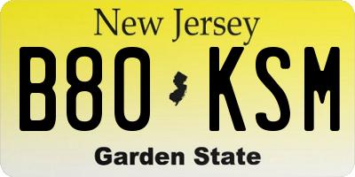 NJ license plate B80KSM