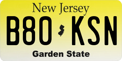 NJ license plate B80KSN
