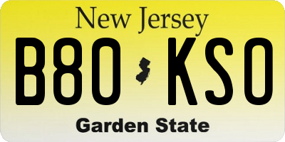 NJ license plate B80KSO