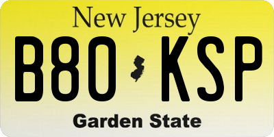 NJ license plate B80KSP