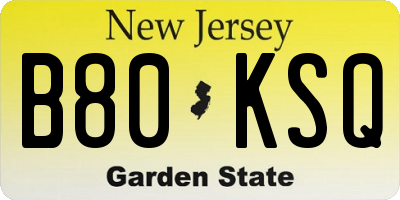 NJ license plate B80KSQ