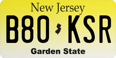 NJ license plate B80KSR