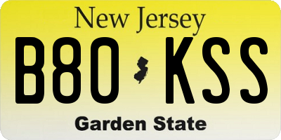 NJ license plate B80KSS