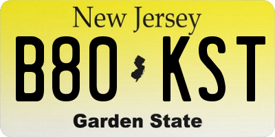 NJ license plate B80KST
