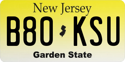 NJ license plate B80KSU