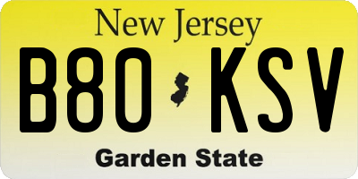 NJ license plate B80KSV