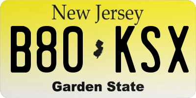 NJ license plate B80KSX