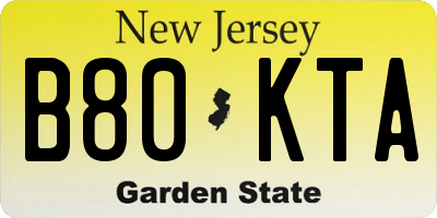 NJ license plate B80KTA