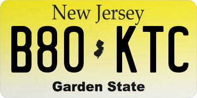 NJ license plate B80KTC