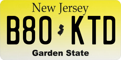 NJ license plate B80KTD