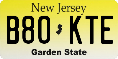 NJ license plate B80KTE