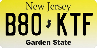 NJ license plate B80KTF