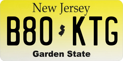 NJ license plate B80KTG