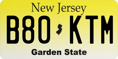 NJ license plate B80KTM