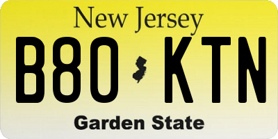 NJ license plate B80KTN