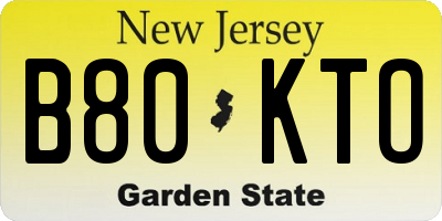 NJ license plate B80KTO