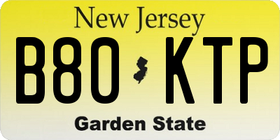 NJ license plate B80KTP