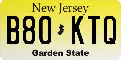 NJ license plate B80KTQ