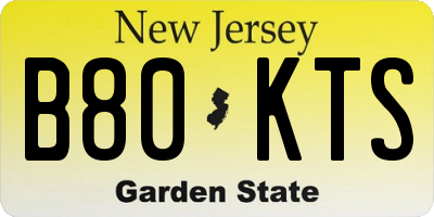 NJ license plate B80KTS