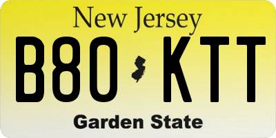 NJ license plate B80KTT