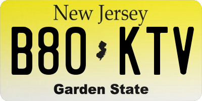 NJ license plate B80KTV