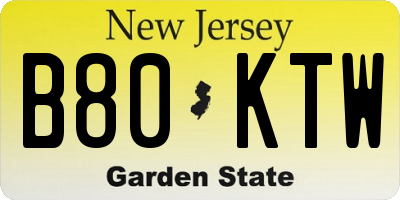 NJ license plate B80KTW
