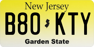 NJ license plate B80KTY