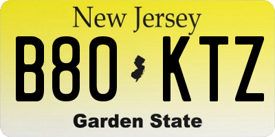 NJ license plate B80KTZ