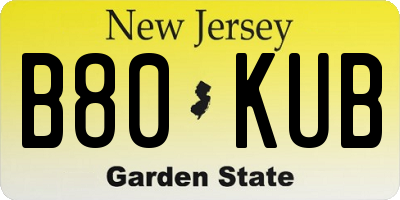 NJ license plate B80KUB