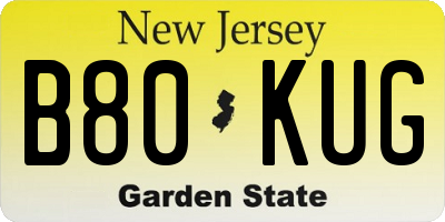 NJ license plate B80KUG