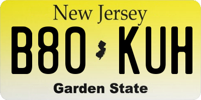 NJ license plate B80KUH