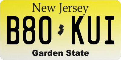 NJ license plate B80KUI