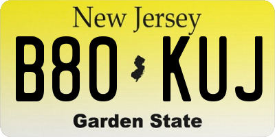 NJ license plate B80KUJ