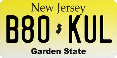 NJ license plate B80KUL