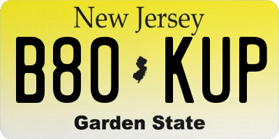 NJ license plate B80KUP