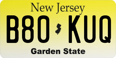 NJ license plate B80KUQ