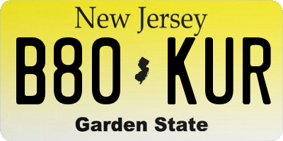NJ license plate B80KUR
