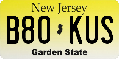 NJ license plate B80KUS