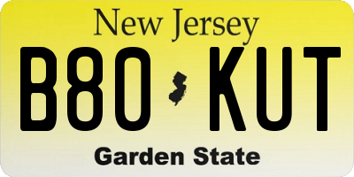 NJ license plate B80KUT